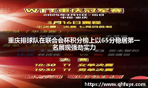 重庆排球队在联合会杯积分榜上以65分稳居第一名展现强劲实力